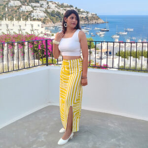 Yellow A-Line Stripe Skirt